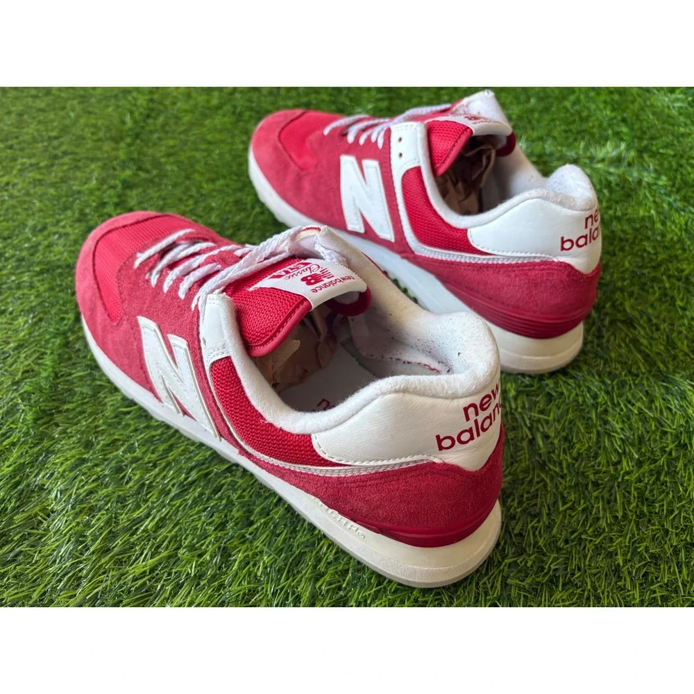 New Balance 574 Classic Mens Size 10.5 Red White Suede Mesh Sneakers ML574PI2